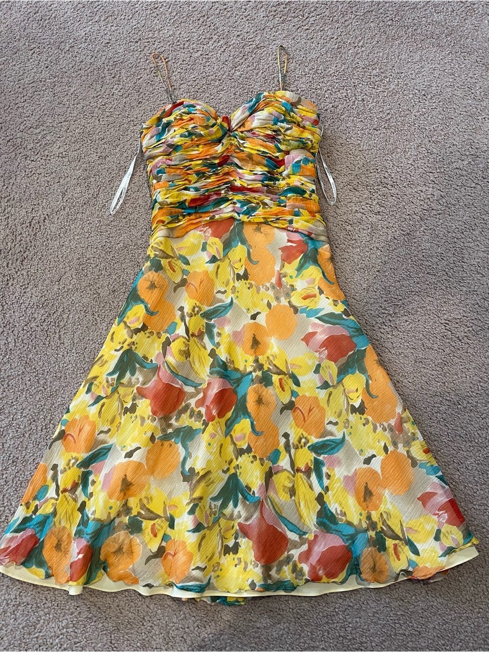 CHETTA B Vintage Boho Trendy Summer Yellow Floral Dress